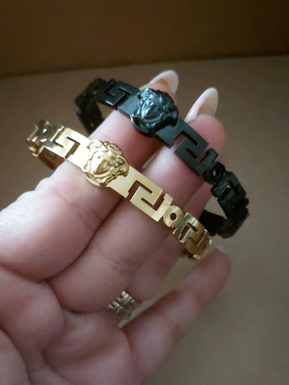Fashion Jewelry Gold and Black Lion Head Metal Link Bracelets for Men